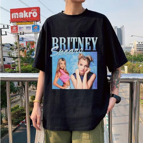 New Style Britney Spears Beautiful Photo Hot Sale Couple Streetwear Clothing Couple T-shirt Cotton High Quality Four Seasons Top