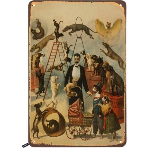 Trained Dog Act Poster Tin Signs,Vintage Metal Tin Sign for Men Women,Wall Decor for Bars,Restaurants,Cafes Pubs,12x8 Inch