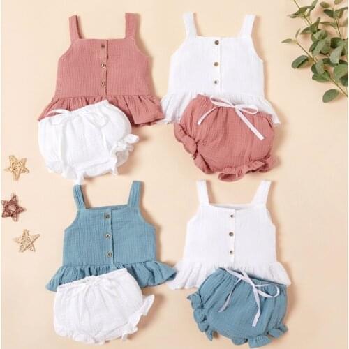 Baby Girl Clothes Toddler Kids Baby Girl Sets Summer Four-color Suspender Top and Shorts Clothes Set Drop Shipping Wholesale