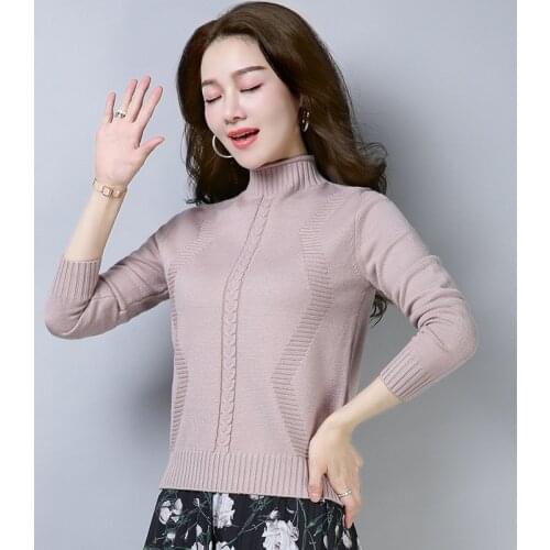 Fall Winter Pullover Sweater Women Turtleneck Long Sleeve Sweaters Female Loose Large Size Solid Color Korean Bottom Tops H9375