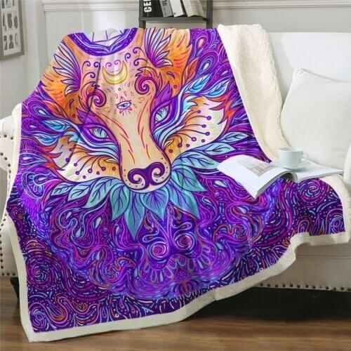 BeddingOutlet Fox Sherpa Blanket Cartoon Animal Bedspreads Leaf Flower Plush Throw Blanket