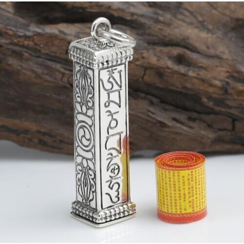 Handmade Tibetan OM Mantra Gau Box Pendant 925 Silver Tibetan Locket Pendant vintage Sterling Silver Buddhist Prayer Box Pendant