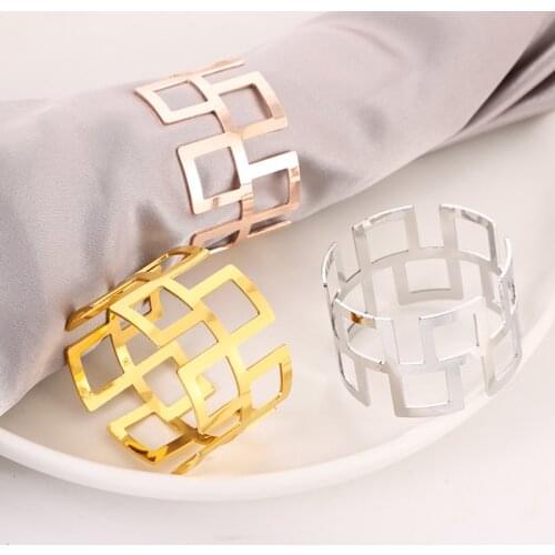 1PC Hollow Serviette Rings Napkin Holder Table Dinner Towel Napkin Rings Decoration for Wedding Party Hotel Banquet Wholesale