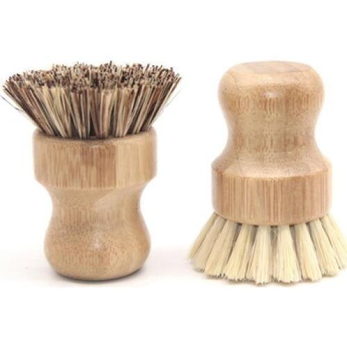 Tableware Multifunctional Tool For Kitchen Cleaning Brush Mini Durable Wooden Handle Round Dish Scrubber Pot Pan Wash