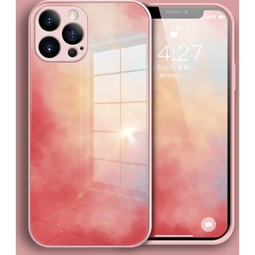 Luxury Watercolor Painting Soft Liquid Tempered Glass Case For iPhone 12 Pro Max Mini For iPhone SE 2020 X XS XR 7 8 Plus Cover