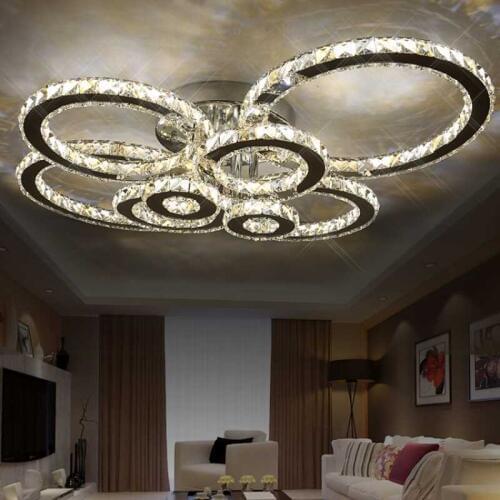 Modern Crystal Ring Led Chandelier Lighting Lustres With Remote Control Lights For Living Room Bedroom Kitchen Chandeliers Avize