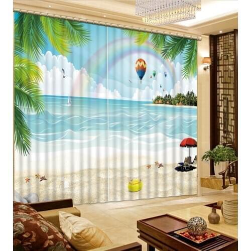Modern living room curtains Luxury Blackout 3D Curtains For Living room Bedding room Office beach cutains