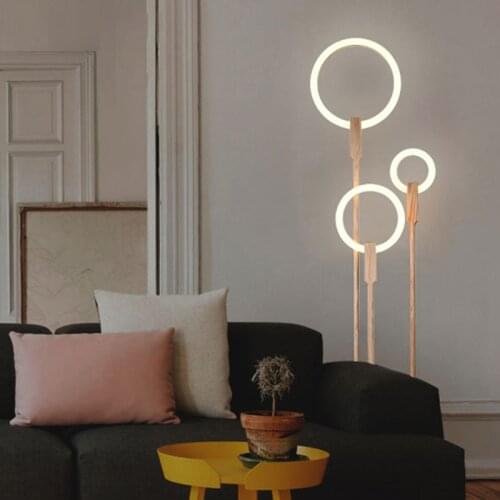 Led Floor Lamp Nordic Living Room Simple Warm Light Home Modern Solid Wood Creative Ring Bedroom Personality New Japanese Study