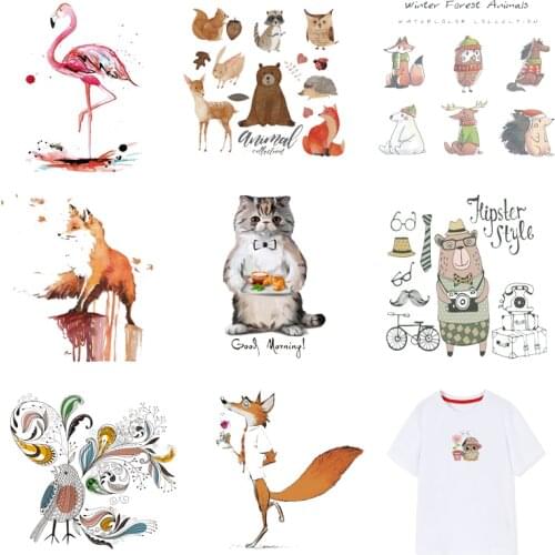 Iron-on Transfers for Clothing Patches Clorhing Stickers Stripe Dress Diy Animals Patch Vinyle Adhesive Flex Fusible Transfer I