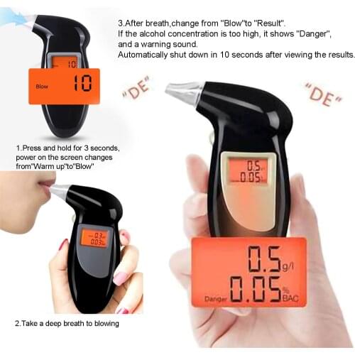 2018 Professional Alcohol Breath Tester Breathalyzer Analyzer Detector Test Keychain Breathalizer Breathalyser DeviceLCD Screen