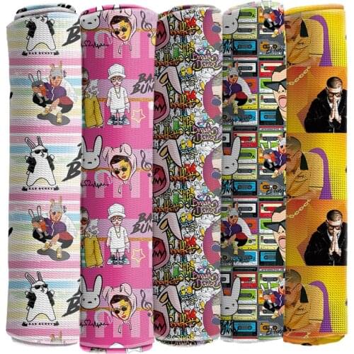 Bubble Fabric Printed Bad Bunny Character Bullet Cloth for DIY Home Decoration Fabric 50*145CM