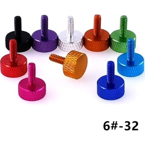 5Pcs 6#-32 Colorful Aluminum Alloy Knurling Thumb Screws for Computer Case Side Panel DIY Hard Disk