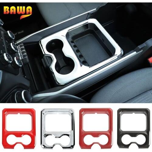 BAWA Interior Mouldings ABS Central Cup Holder Storage Compartment Panel Decoration Stickers For Dodge RAM 1500 2018-2021