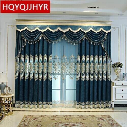 HQYQJJHYR European And American Luxury Villa embroidery Curtains for Bedroom Living Hotel Window Decoration Custom Made Curtains
