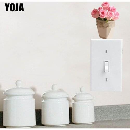 YOJA Beautiful Rose Warm Classic Design Switch Decal Fashion Colorful Cartoon Plant PVC Wall Sticker 13SS0014