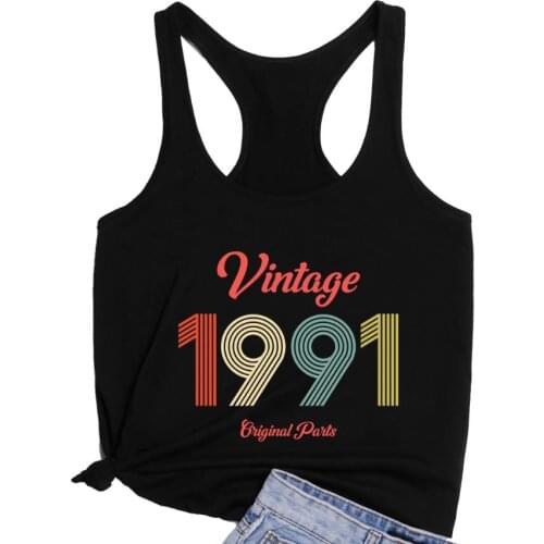 Vintage 1991 Original Parts Loose Racerback Vest 30th Birthday Tank top Women Running Gym Tanks 90s aesthetic Tee