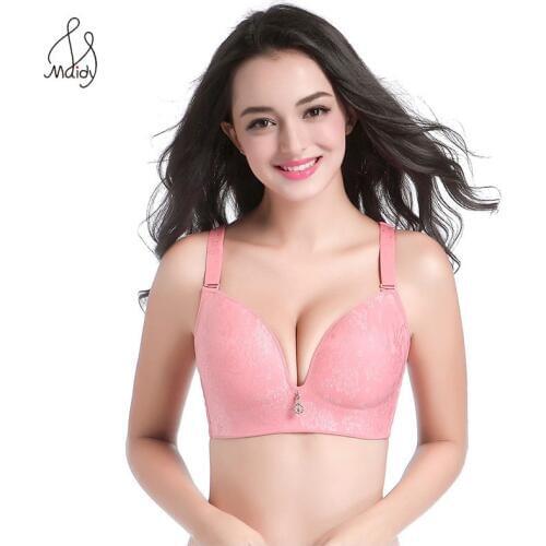 Madiy Bras For Women Wire Free Sexy Seamless Underwear Brassiere Gather Adjustable 3/4 Cup Jacquard Push Up Big Size 36-46 C D