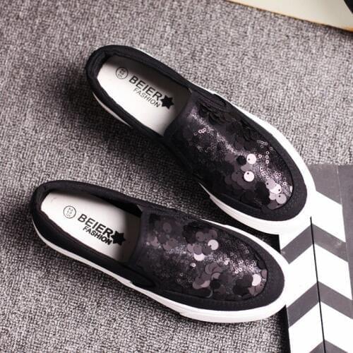 2019 Fashion Sneakers Women Flats Black Silver Shoes Rhinestone Bling Casual Shoes Korean Luxury Creepers Superstar Shoes X7-23