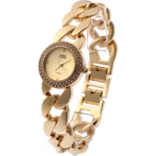 2016 New Fashion G&D Women Watch Wrist Watch Stainless Gold Single Chain Bracelet Watch Quartz Analog Wrist Watches Todays Day
