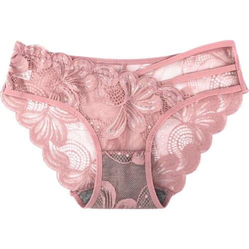 Womens panties French flawless lace elastic ribbon hollow lace hip cover breathable comfort 60230