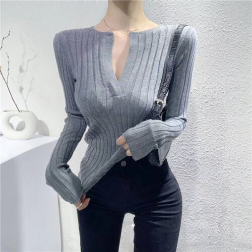 Womens Sweater Pullover Sexy Tight V-neck Knitted Woman Sweaters Femme Chandails Pull Hiver