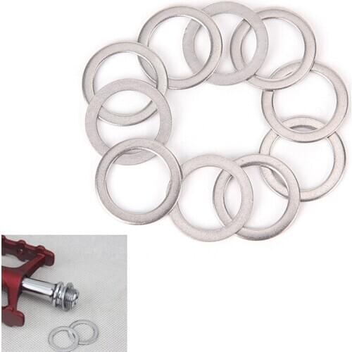10Pcs Bicycle Pedal Spacer Crank Cycling MTB Bike Stainless Steel Ring Washers