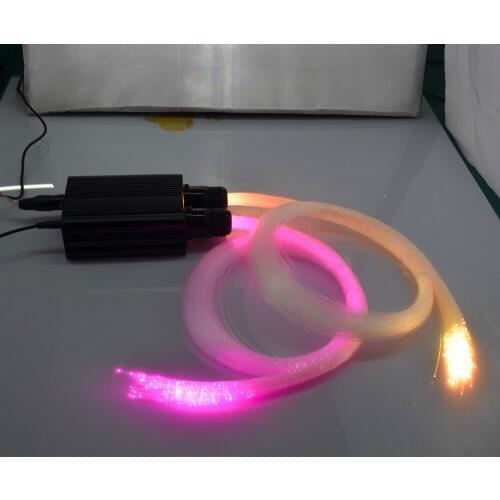 10W*2holes DMX512 LED RGB light engine+2sets of 150pcs 0.75mm 2M long end glow PMMA optical fiber kit