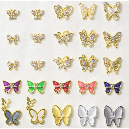 100x Nail Art Charms Nail Design Decoration Nail Art Overlay Stone - 100x Butterfly 3D Inlays Rhinestone Crystal Charm #N5