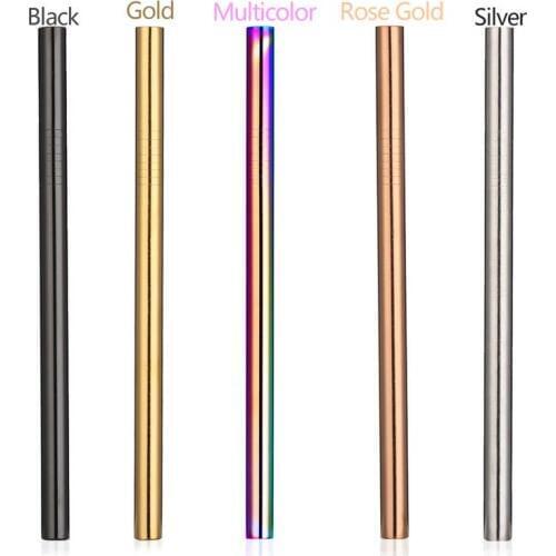 12mm*215mm Stainless Steel Drinking Straw Reusable Straight Metal Straws Fruit Juice Milk Eco-Friendly Bar Accessories