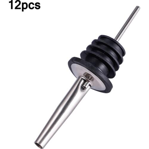 12pcs Durable Olive Oil Wine Bottle Stopper Bar Supplies Stainless Steel Spout Pourer Cork Wine Pour Spout Dispenser