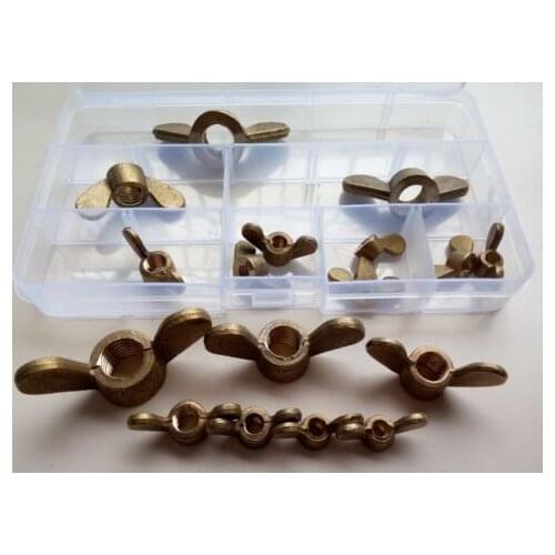 17pcs M4 M5 M6 M8 M10 Brass Butterfly Hand twist Nuts Ingots Shape Handle Nut High Quality