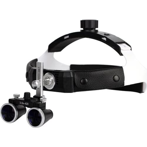 3.5X Binocular Surgical Magnifier Medical Operation Lamp Loupes Dental Head Light 420mm