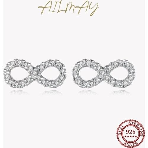 Ailmay Birthday Gift Simple High Quality Fashion 925 Sterling Silver Infinite love Cubic Zirconia Fine Female Luxury Jewelry