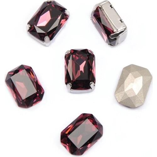 Amethyst Strass Glass Octangle Sew On Rhinestones With Claw Flatback Glass Strass Sewing Stones For DIY Shoes Jeans Garments