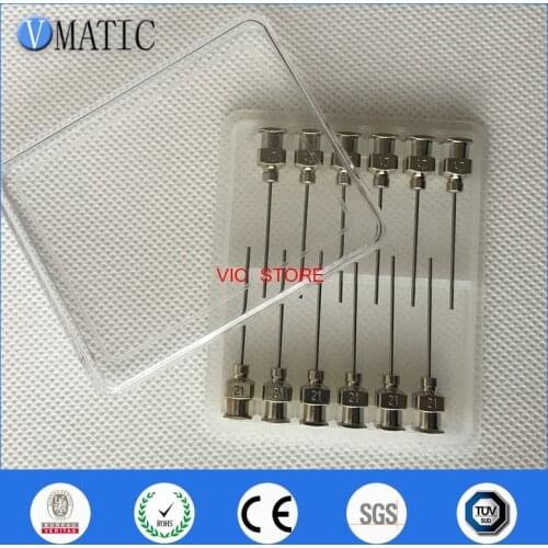 Free Shipping 12 Pcs 1 Inch Tip 21G Blunt Stainless Steel Dispensing Needles Syringe Needle Tips Glue Dispenser Needle