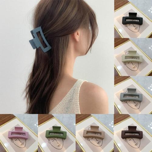 Large Square Matte Geometric Frosted Hair Claws Hairpins Women Korean Hollow Out Ponytail Clips Makeup Styling Tools Headwear
