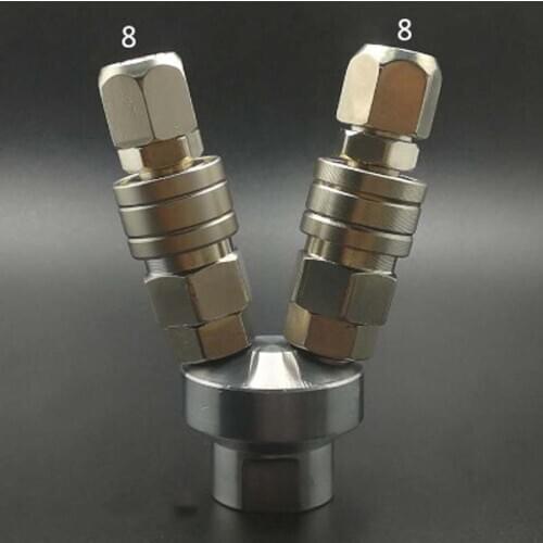 2 Ways 1/4" BSP Female C Type Air Hose Quick Coupler Socket Connector High Quality Self-locking & Male Plug Tube 8mm