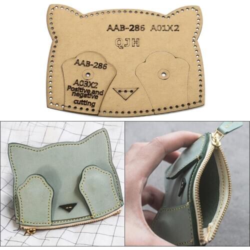 DIY handmade leather card holder ID card holder kraft paper template coin purse sewing pattern drawing sample design