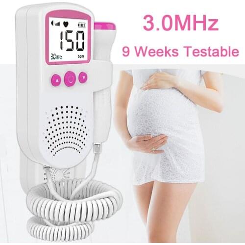 Home Pregnancy Doppler Fetal Heart Rate Monitor Baby Fetal Sound Heart Rate Detector LCD Display No Radiation Pregnant