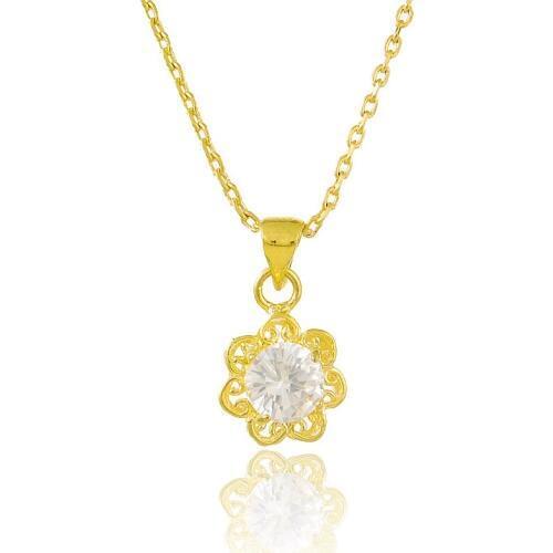 Elegant retro flowers type gold single chain necklaces 24K Gold filled necklace for women wholesale wedding jewelry