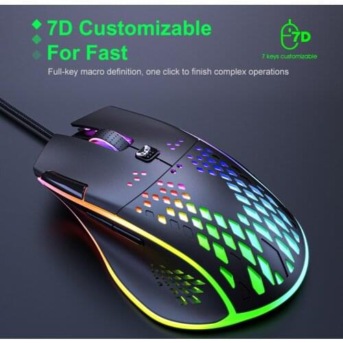 IMICE T97 Ergonomic Wired Gaming Computer Mouse USB Rechargeable 7200DPI Adjustable with RGB Light for PC Laptop Gamer Mice