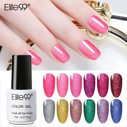 Elite99 7ml Shining Neon Gel Polish Soak Off Top Base Coat UV LED Glitter Gel Lacquer Nail Art Vernis Semi Permanent Nail Polish