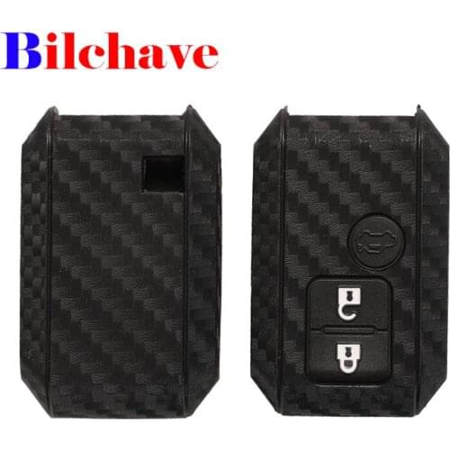 Bilchave 3 Buttons Carbon Fiber Silicone Remote Car Key Case Cover Fob For Suzuki WagonR SWIFT 2017 No Emergency Holder