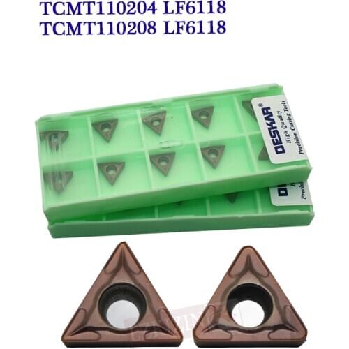 10pcs TCMT110204 TCMT110208 LF6118 Carbide insert DESKAR CNC lathe External turning tools Metal Cutter Tool For Stainless Steel