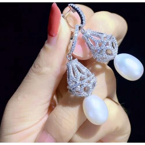 Royal Lantern Design Waterdrop Natural Pearl Handmade DIY Earrings Jewelry Women Gifts