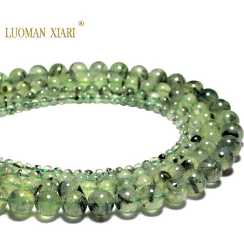 Wholesale AAA Natural Green Prehnites Round Natural Stone Beads For Jewelry Making Diy Bracelet Necklace 4 /6/8/10mm Strand 15