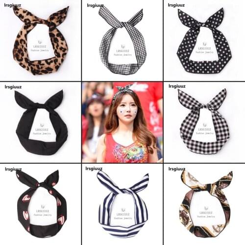 Simple Versatile Bow Black Hair Bands For Women Girls Dark Color Retro Print Headband Wire inside Vintage Cross Bandage