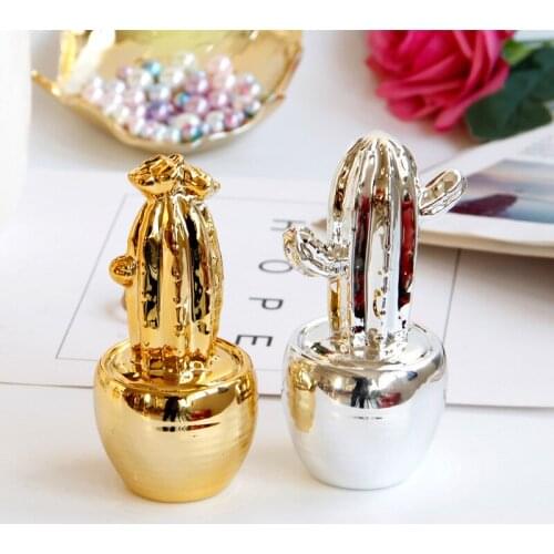 Small Cactus Home Decor Accessories European Gold-plated Ceramic Fairy Tabletop Christmas Gardening Decorations