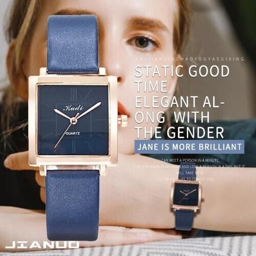 Fashion Casual Quartz Watch for Women Stylish Leather Belt Square Watches Retro Trend Contracted Crystal Ladies Wristwatches