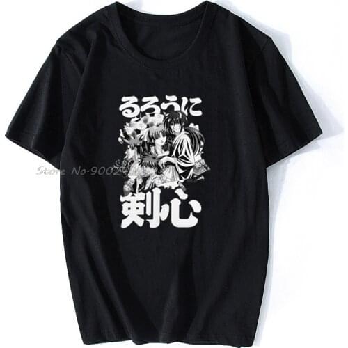 Rurouni Kenshin Men T Shirt Cotton Anime Manga Kamiya Dojo Meiji Swordsman Samurai X Tee Tops Short Sleeved Fans Tshirt Gift